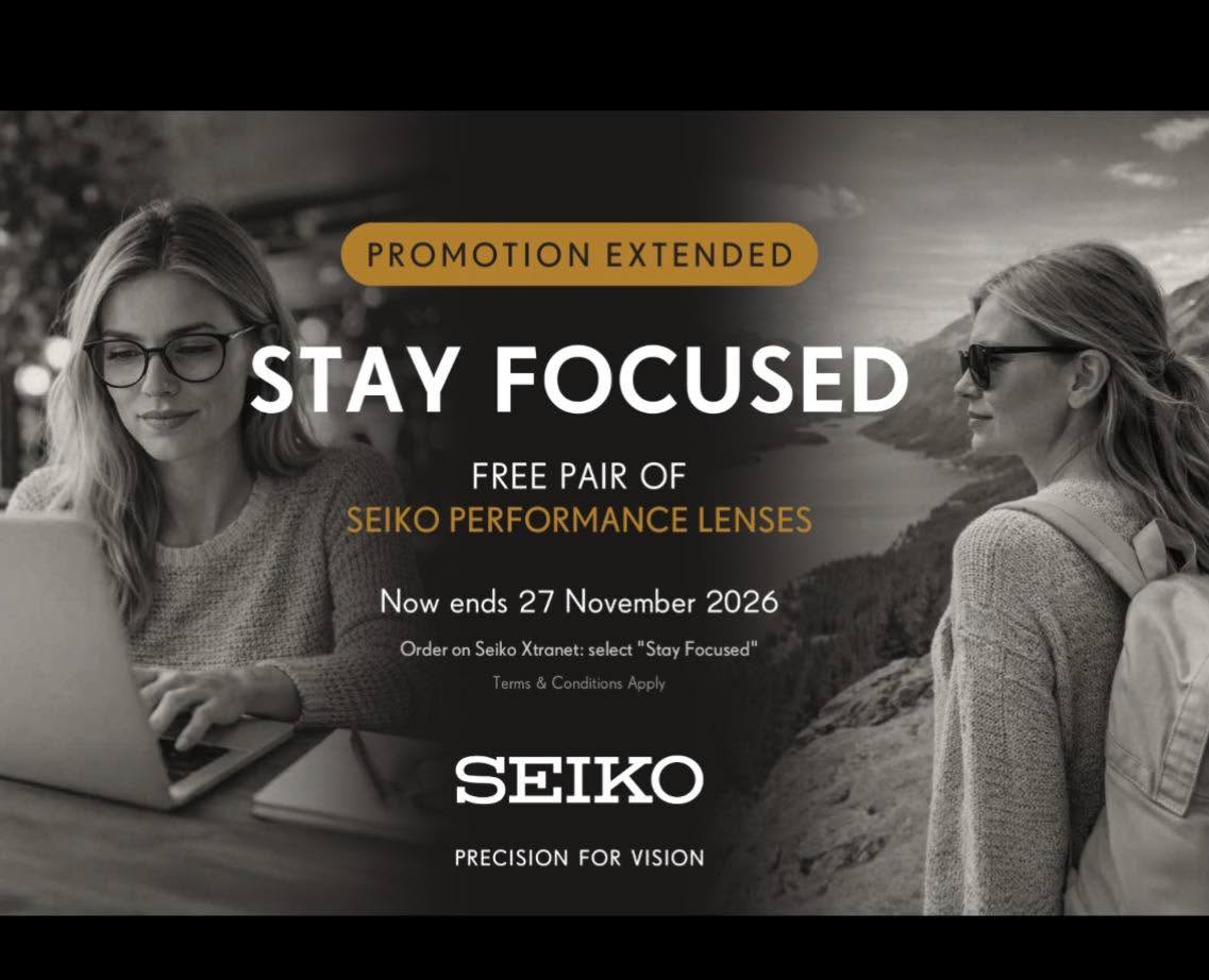 Are you thinking about getting new glasses before the end of the year? Get your Seiko multifocal lenses before 27 November ‘26 and get a free pair of Seiko multifocal sunglass lenses.