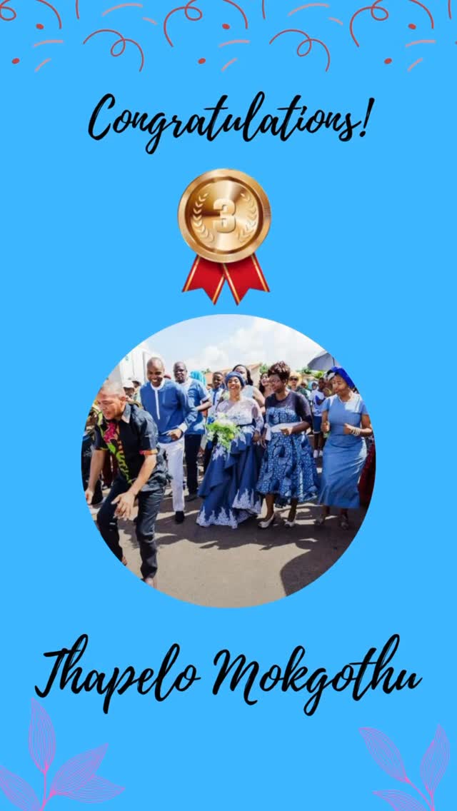 🥉 Congratulations to our 3rd place winner, Thapelo Mokgothu! 🎉
Well done and thank you for being part of this amazing journey 👏
.
.#3rdPlace #Congratulations #WinnerAnnouncement #AnestIwataSA #LoveStories PaintYourLove