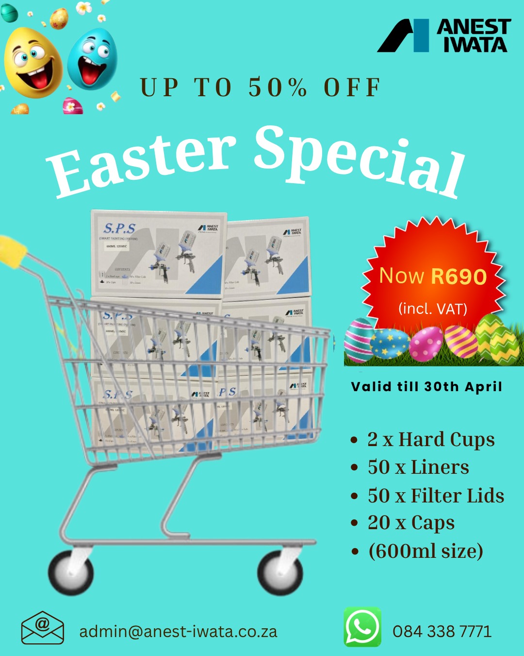 Something BIG has landed this Easter 🐣🔥
We are bringing you unbeatable deals on your spray essentials:
✨ Katana Spray Gun – ONLY R690 (incl. VAT)
✨ SPS (Smart Painting System) Cup – ONLY R690 (incl. VAT)
The SPS Cups are available in 600ml.
Whether you are a professional or just getting started, this is your moment to upgrade your setup without overspending 💸.
🌍 Available in: South Africa, Nigeria, Zambia, Tanzania & Kenya
⏳ Valid until 30 April
⚠️ Limited stock – do not miss out!
WhatsApp: 084 338 7771 (Ahmed)
Email: admin@anest-iwata.co.za
.
.
#EasterSale #SprayGunDeals #SPSCups #AnestIwataSA