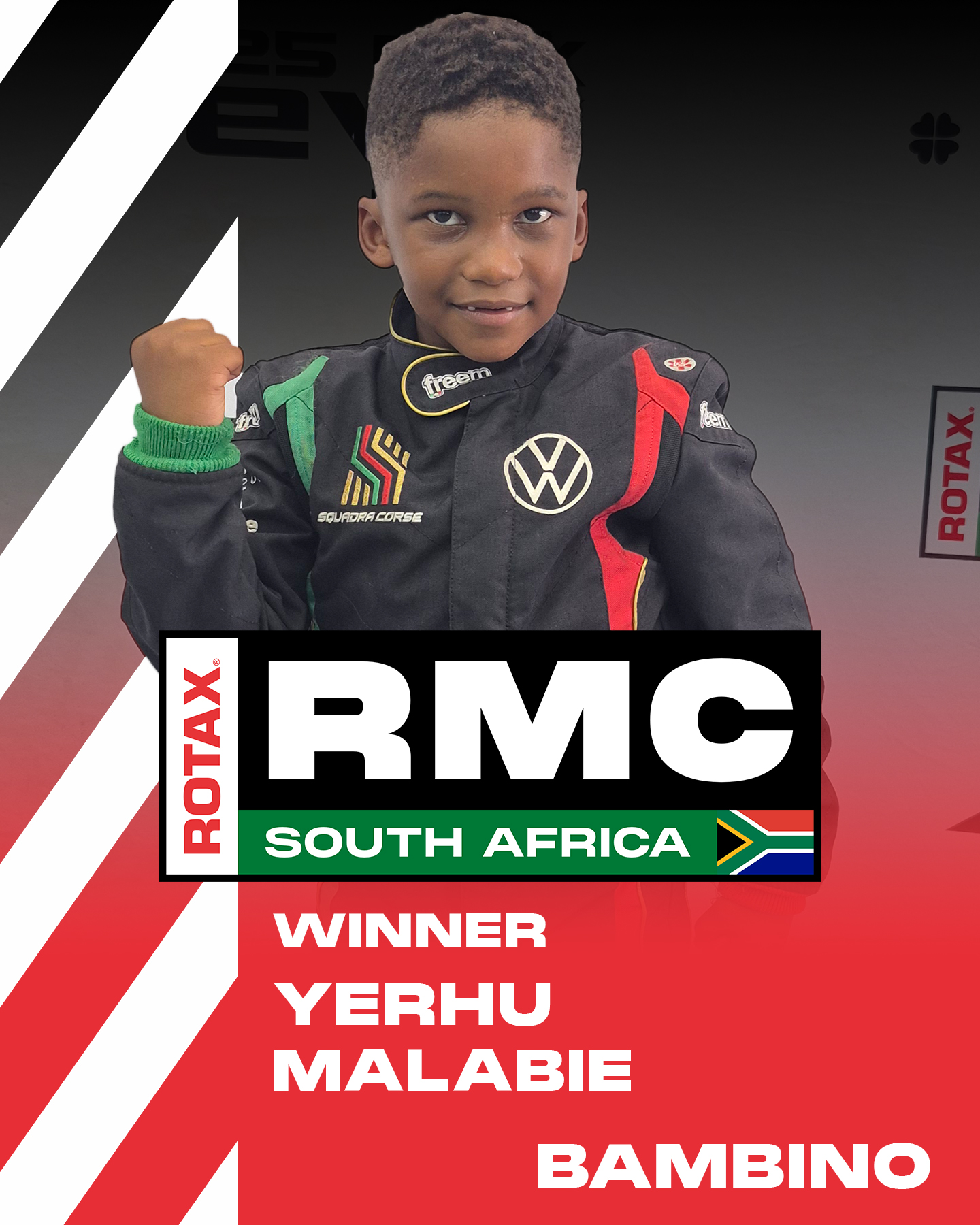🏁🏆 Congratulations to the winners from Round 4 of the 2026 RMC South African Kart Championships! 🔥
🏎️ DD2: Charl Visser 🥇
🏎️ DD2 Masters: Justin Allison 🥇
🏎️ Senior Max: Muhammad Wally 🥇
🏎️ Junior Max: Logan Billau 🥇
🏎️ Mini Max: Diego Antunes 🥇
🏎️ Micro Max: Slater Smith 🥇
🏎️ Bambino: Yerhu Malabie 🥇
👏 Enjoy the celebrations!
WE ARE ROTAX